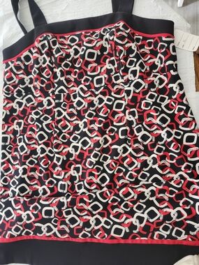 Black Chain-Print Women's Sundress With Smock Back,  zipper and Adjustible Strap